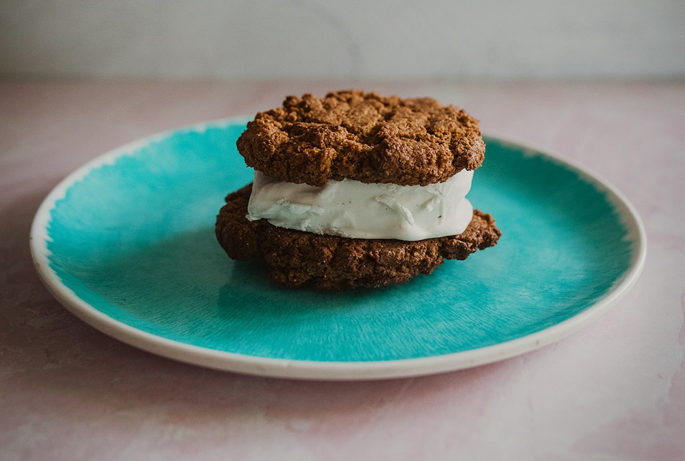Just Be Kitchen Vegan and gluten-free ice cream sandwich. | Photo by Just Be Kitchen
