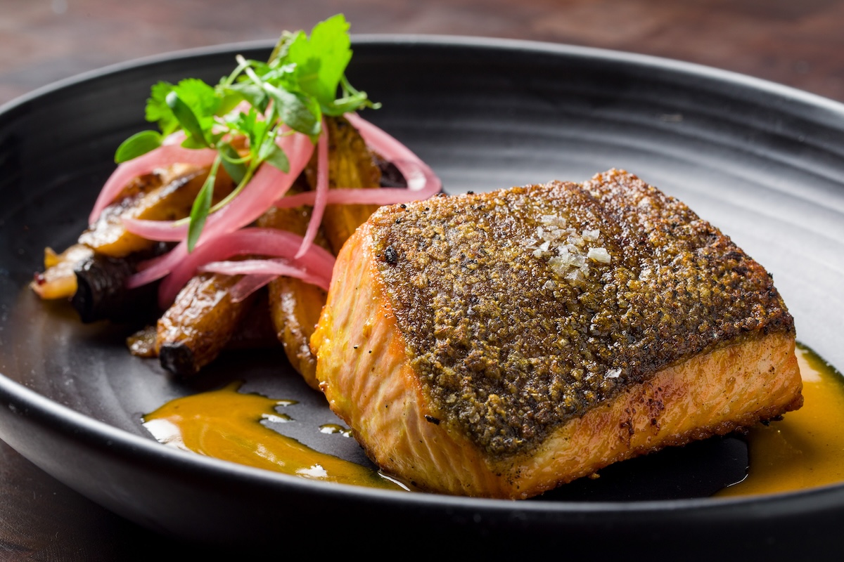 water_grill_salmon_curry Salmon is in season and on the menu. Photo by Water Grill