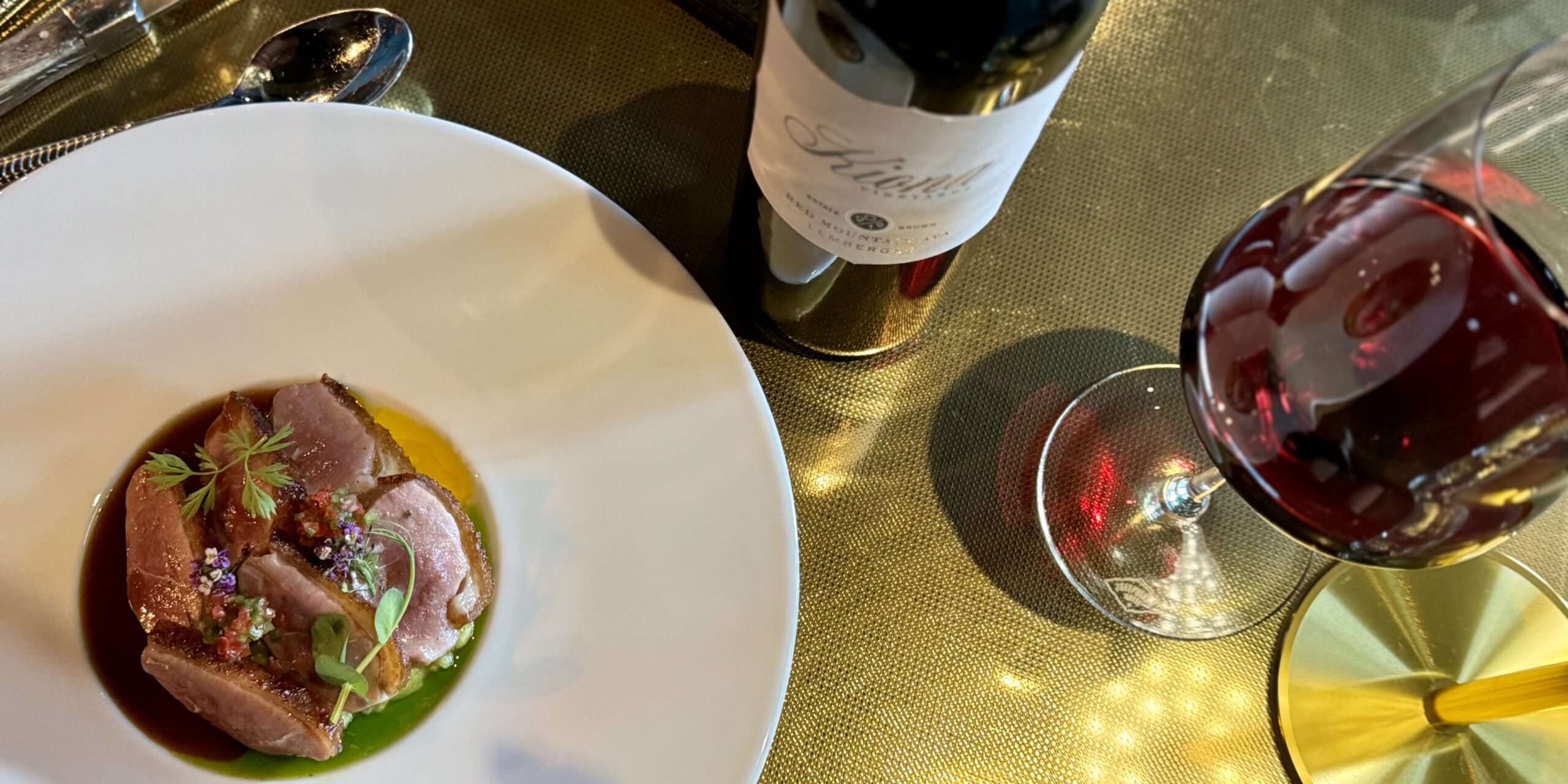 Pekin duck alongside Lemberger from Kiona Winery. | Photo by Montana Rae