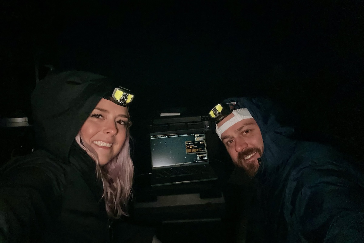 chelsea_wyn_mile_high_spirits_telescope Chelsea and Wyn Ferrell doing sky-based field research. | Photo courtesy of Wyn Ferrell