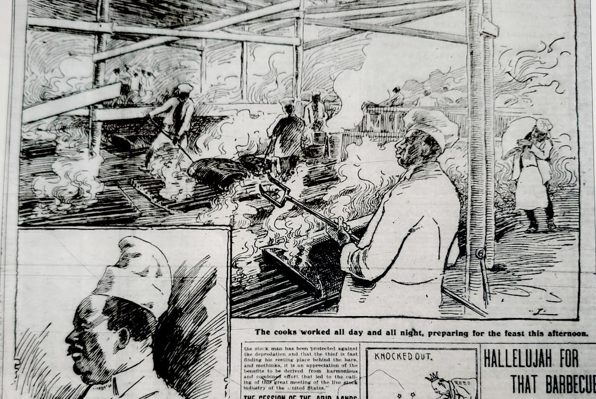 An old newspaper showing the barbecue C.B. Hill was part of.