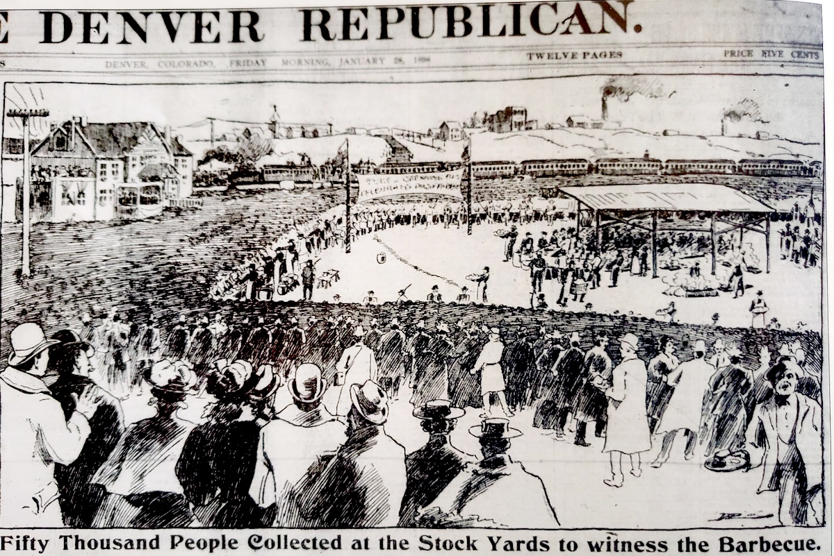 An old newspaper showing the barbecue C.B. Hill was part of.