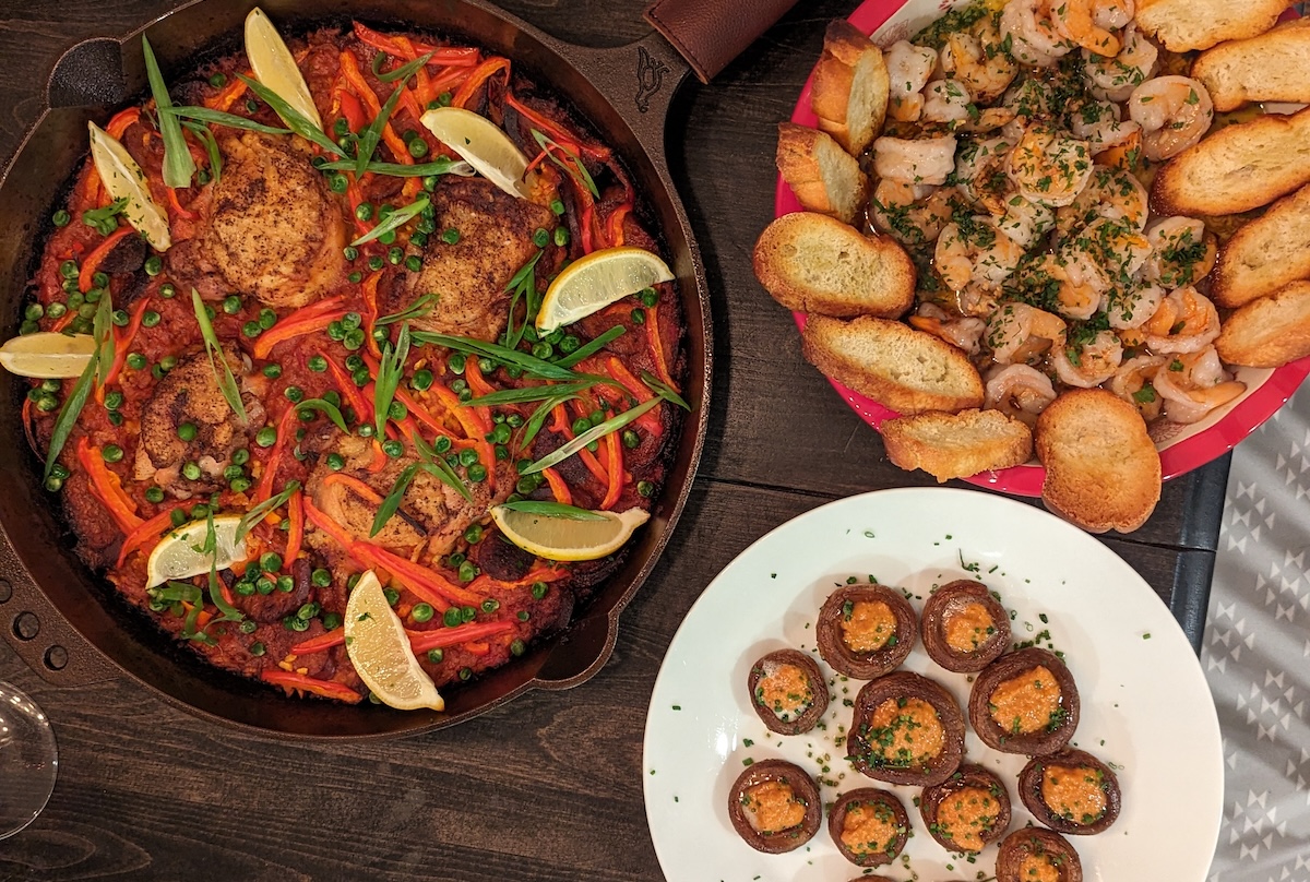 A table full of delicious food chef Sarah Daulton's class made. | Photo by Denver Cooking Classes