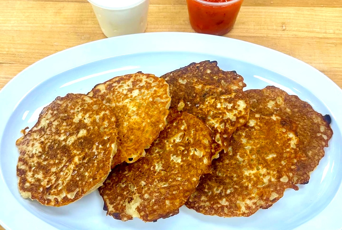 zaidys_latkes_2024 Latkes are available year-round at Zaidy's. | Photo by Zaidy's Deli and Bakery