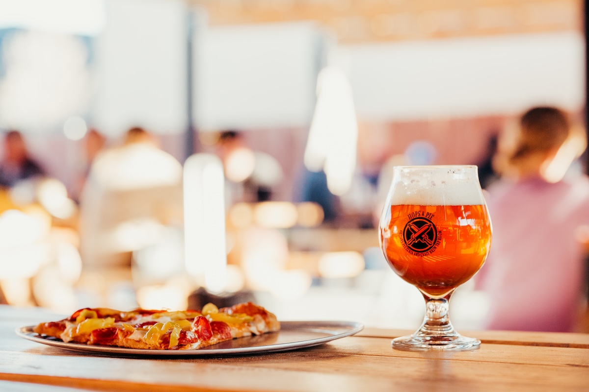 Beer and pizza at Hops and Pie. | Photo by Hops and Pie news