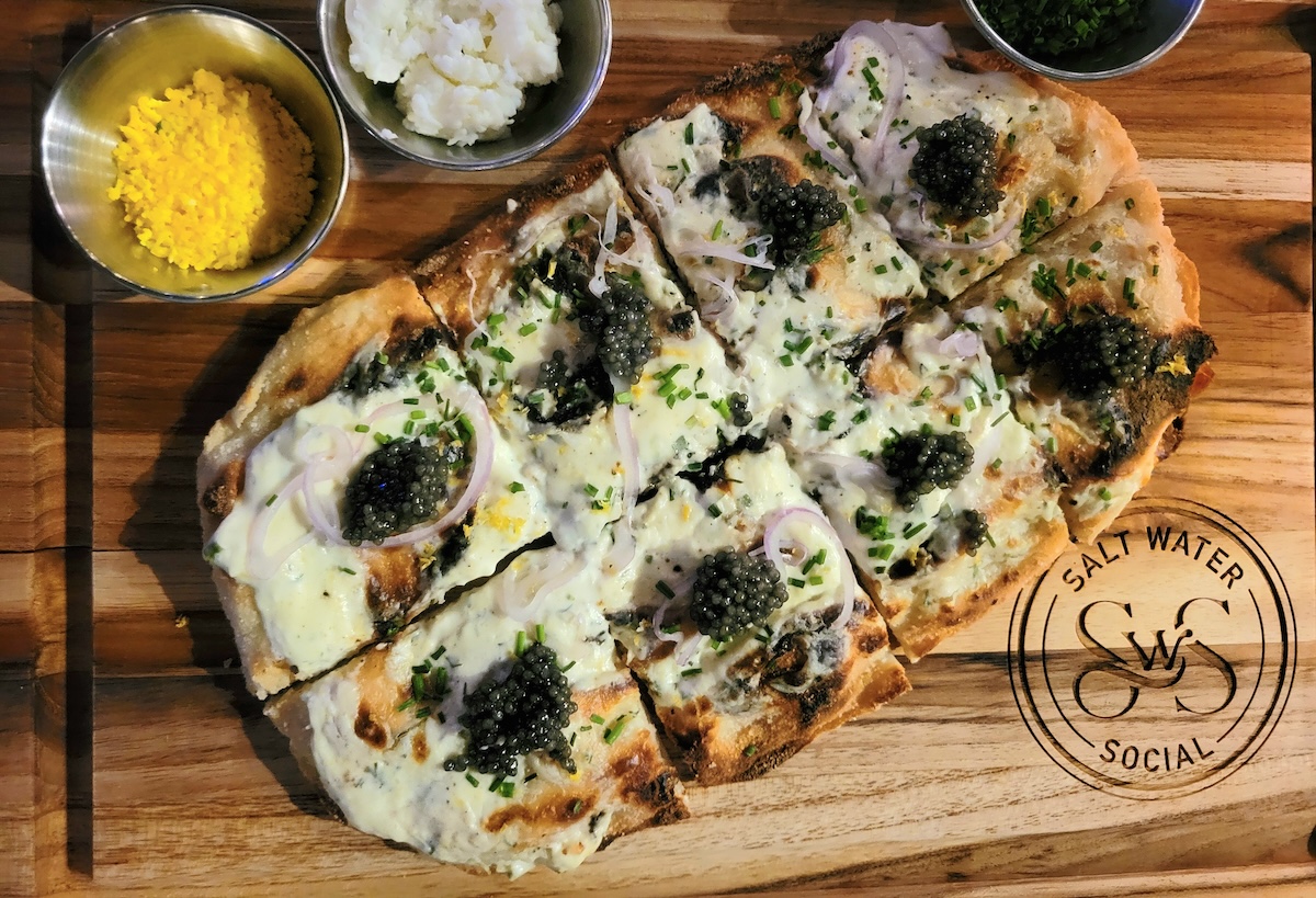 Caviar Pizza at Salt Water Social. | Photo by Linnea Covington