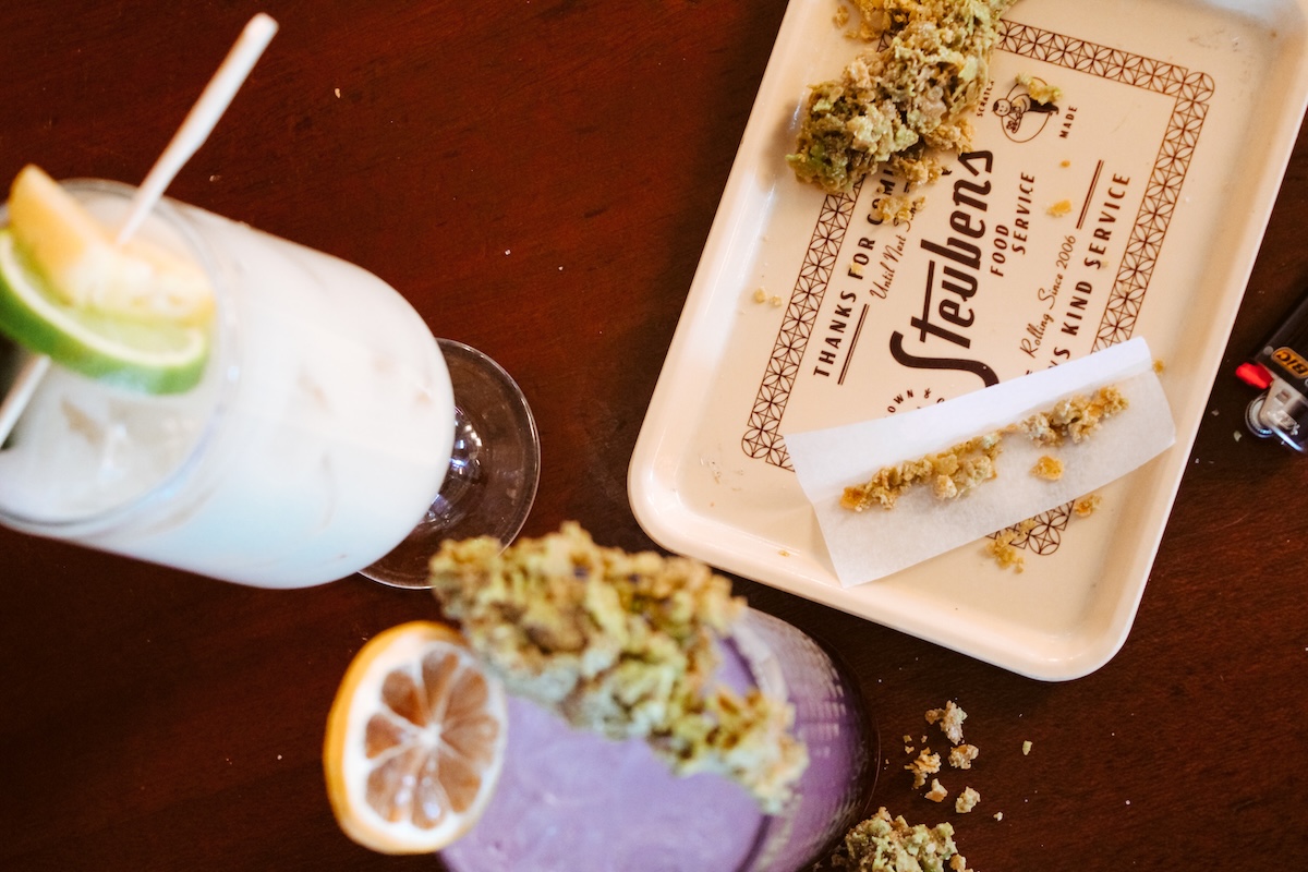 Try the Pineapple Express and Purple Haze cocktails, the latter comes with a chocolate "weed" nugget. | Photo by Michael Kurowski