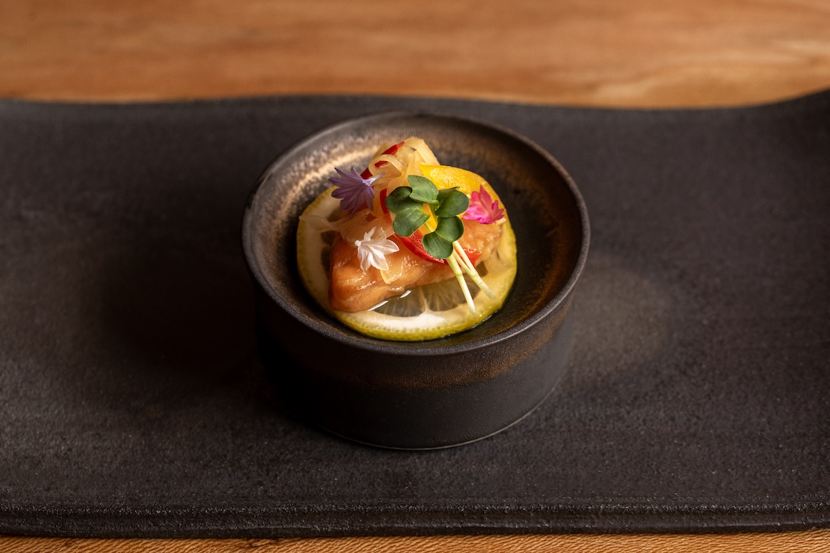 Kizaki Den Food_Finals_Web-Res_01 One of the starting dishes during a visit was the Tara no Nanbanzuke. | Photo by James Florio