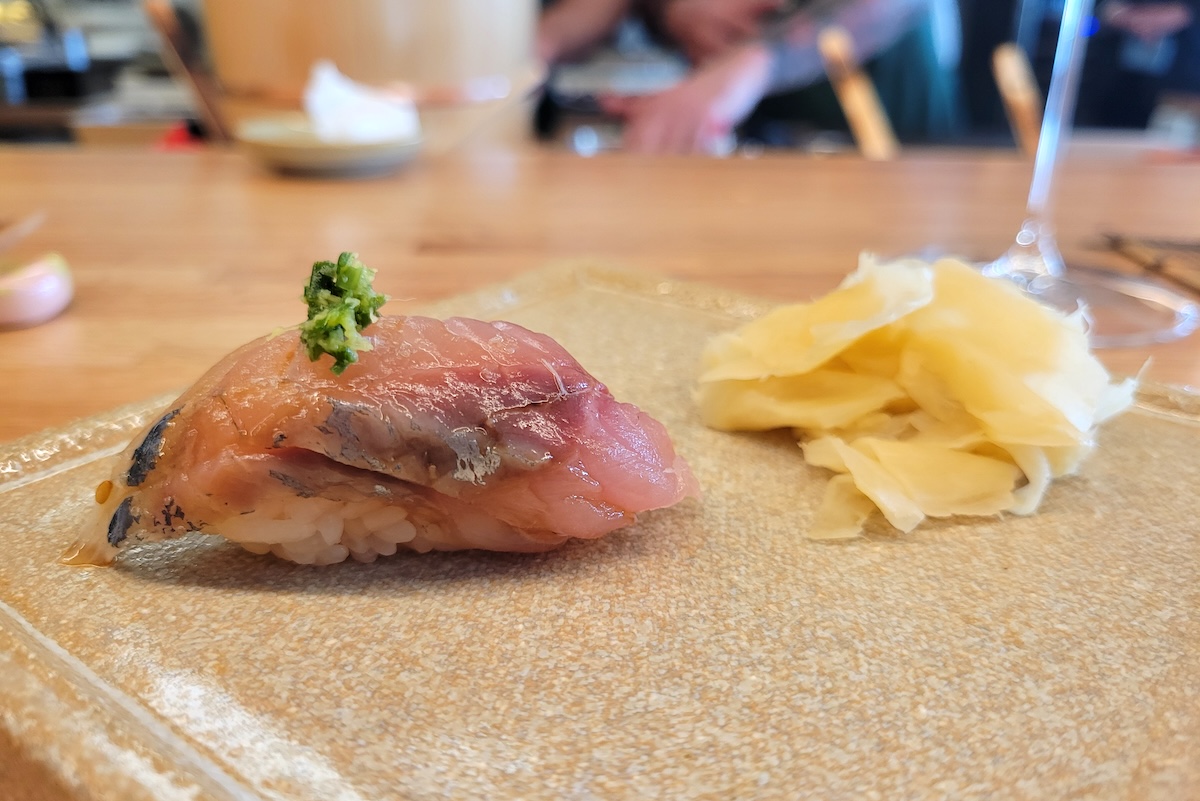 Horse mackerel, one of the many bites during The Counter at Odell's omakase. | Photo by Linnea Covington