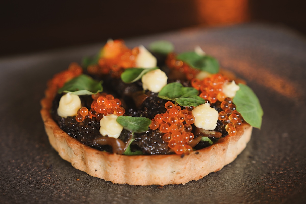 Processed with VSCO with a10pro preset The spring morel tart with salmon roe. | Photo by Kelly Calvillo