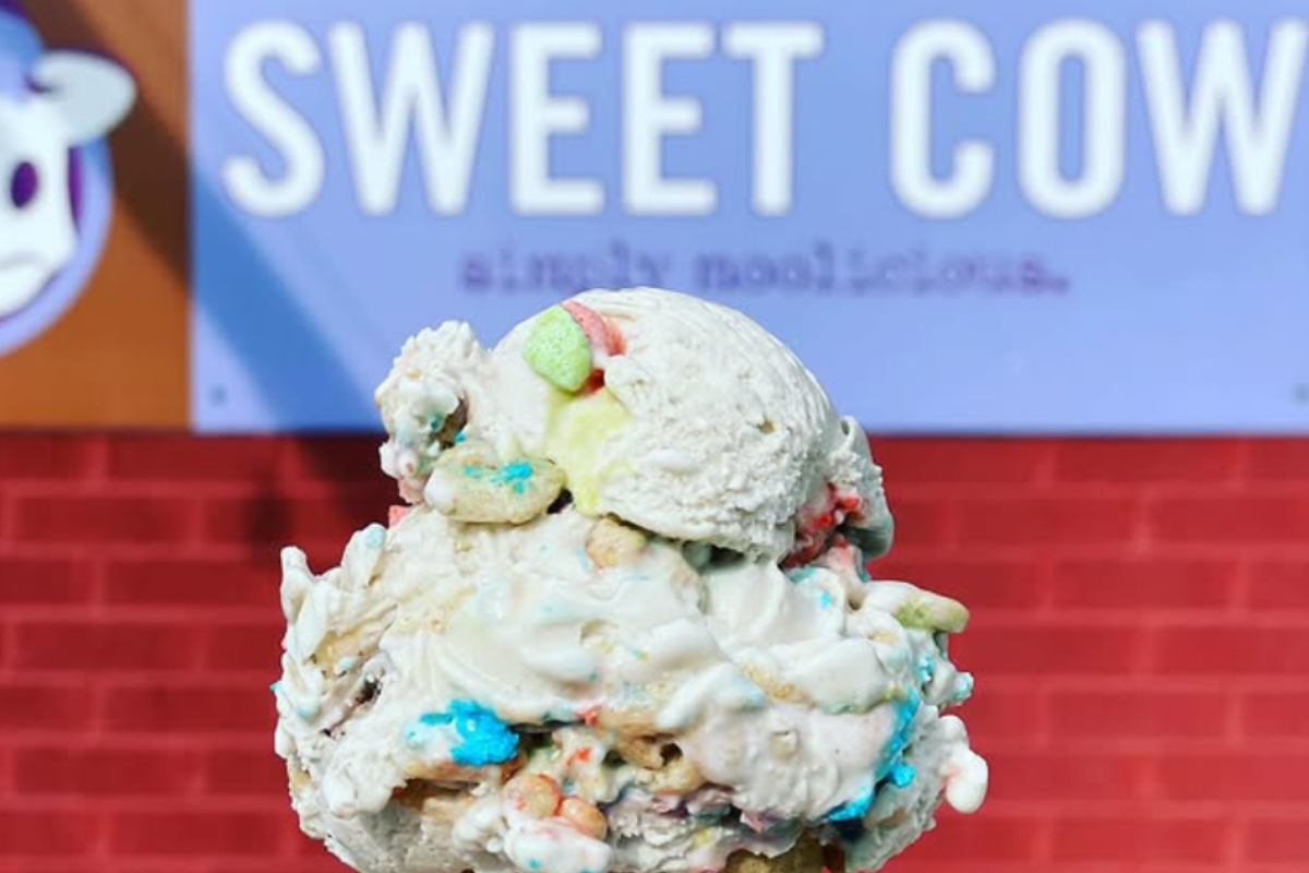 sweet cow denver Sweet Cow Ice Cream Denver branded cup with small-batch flavors like Cinnamon Toast Crunch, Ozo Coffee, and Vegan Maple Walnut.