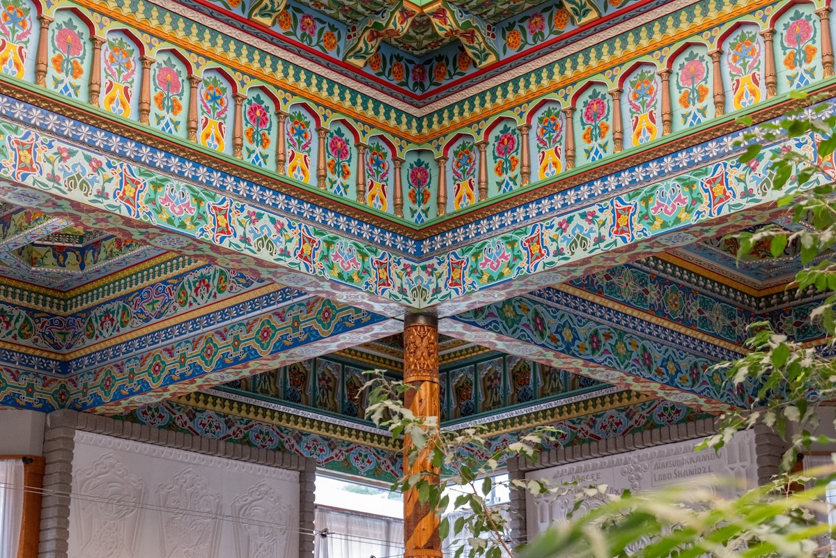 Boulder Dushanbe Teahouse The Boulder Dushanbe Teahouse is an incredible display of the traditional Tajik artform, Nakkoshi. | Photo by Dushanbe Teahouse