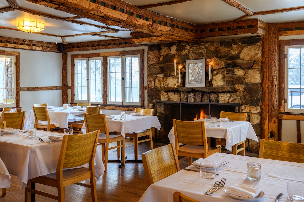 The dining room inside the old cabin. | Photo by Evoke 1923