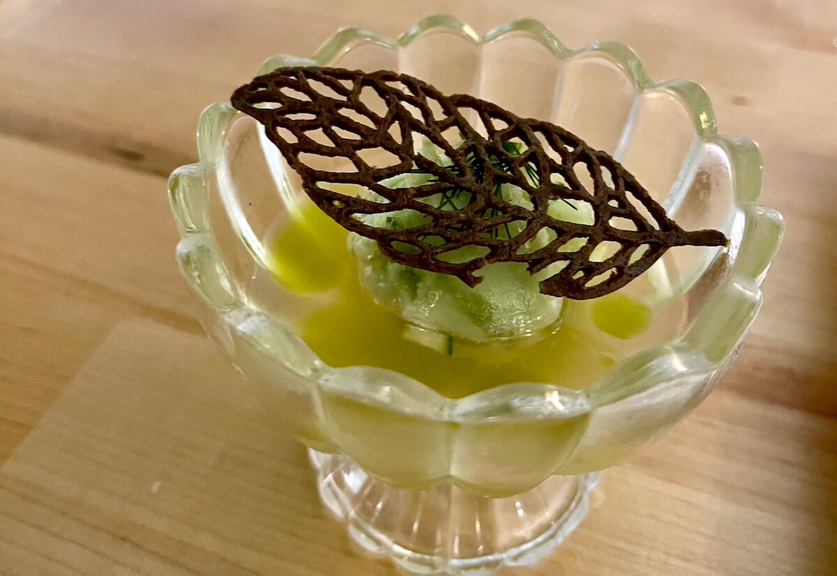 The cucumber sorbet at sap sua has a tomato water base. | Photo by sap sua