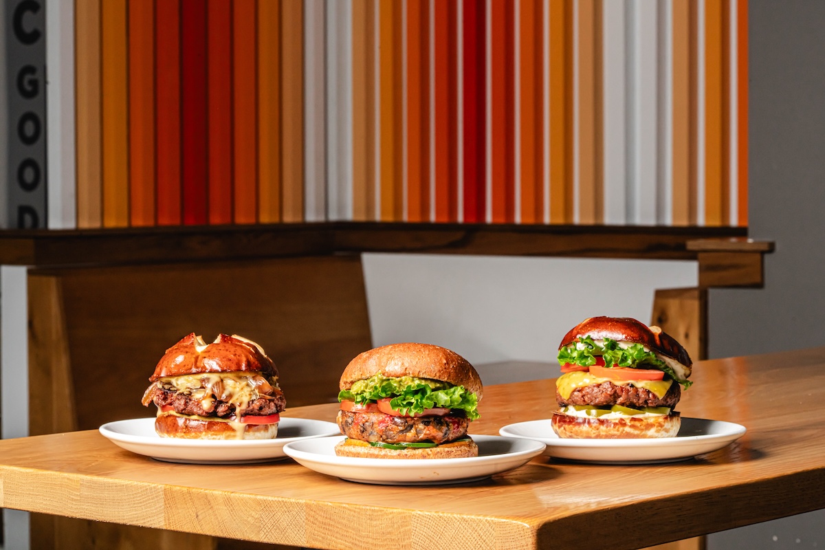next_level_veggie_grill_Burger Trio_Courtesy of Stephanie Kelly Photography Next Level Veggie Grill stills makes a great vegan burger. | Photo by Stephanie Kelly Photography
