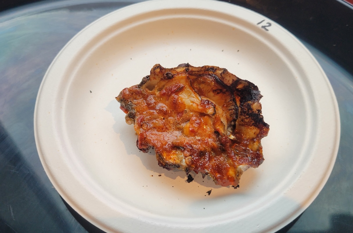 surf_by_covington_angelos_oyster Chipotle-bourbon oyster chargrilled by Angelo's Taverna. | Photo by Linnea Covington