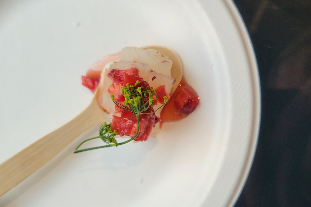 surf_by_covington_garden_grain_gaylord_shoyu_cured_halibut A personal favorite of DiningOut Denver's editor, Garden and Grain at Gaylord of the Rockies made a shoyu-cured halibut cheek with fish sauce caramel. | Photo by Linnea Covington