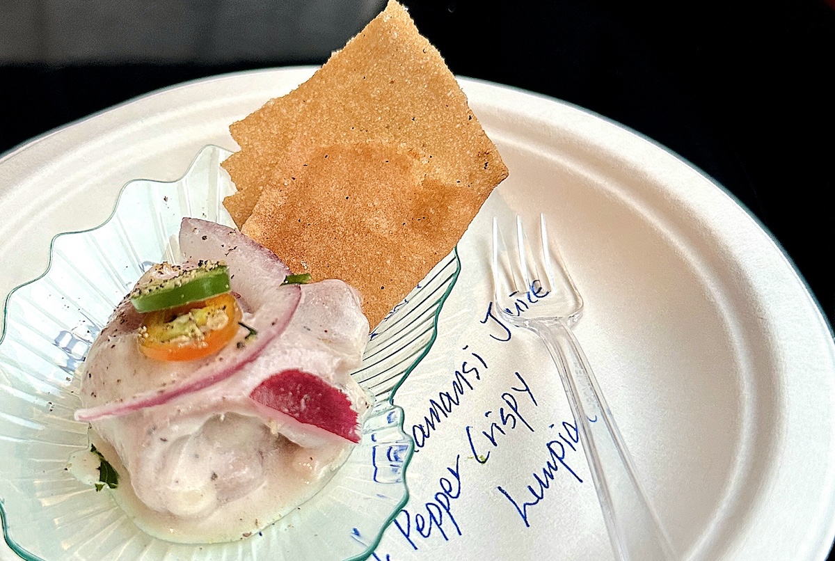 surf_tuna_kinilaw_timberline_grill Timberline Grill at Ameristar Black Hawk made bluefin tuna kinilaw with coconut dressing and crispy black pepper lumpia sheets. | Photo by Linnea Covington