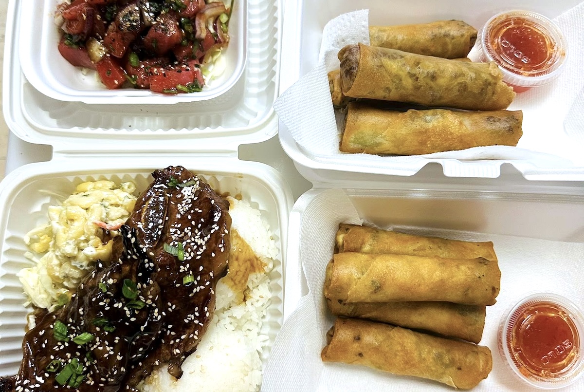Filipino cuisine greatly influences local food in Hawai’i, including delicious dishes such as lumpia and pancit, pictured here. | Photo by Julie’s Kitchen