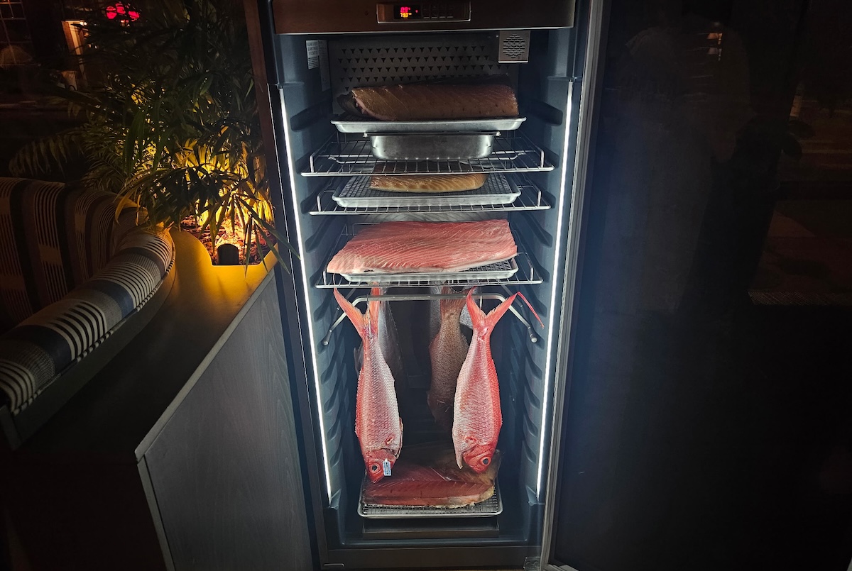 The dry aging fish locker at Kumoya. | Photo courtesy of Kumoya